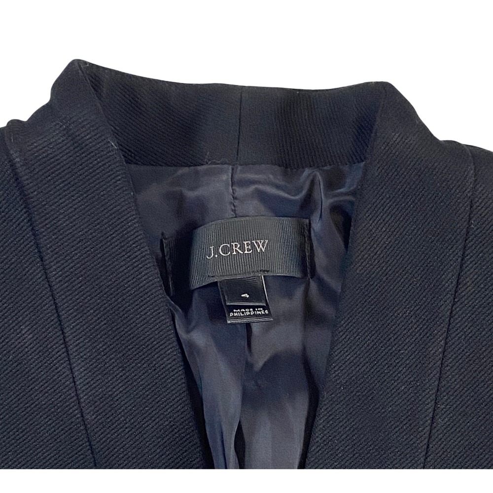 J Crew Black Collarless V Neck Blazer Jacket‎ Womens Size 4 - Picture 4 of 6